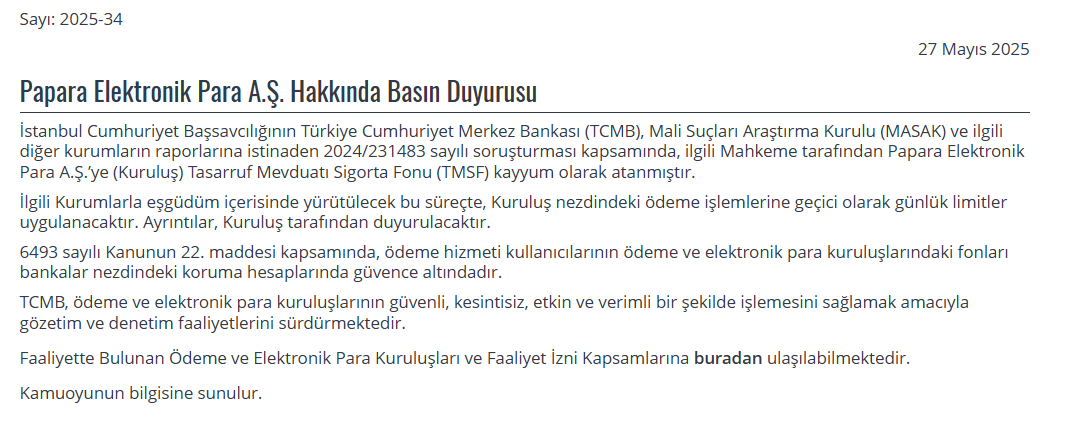Papara sorunlarından sonra şirketten açıklama! Para çekebilecek miyiz? 2 papara sorunlarindan sonra sirketten aciklama para cekebilecek miyiz 1 YtNGpwER