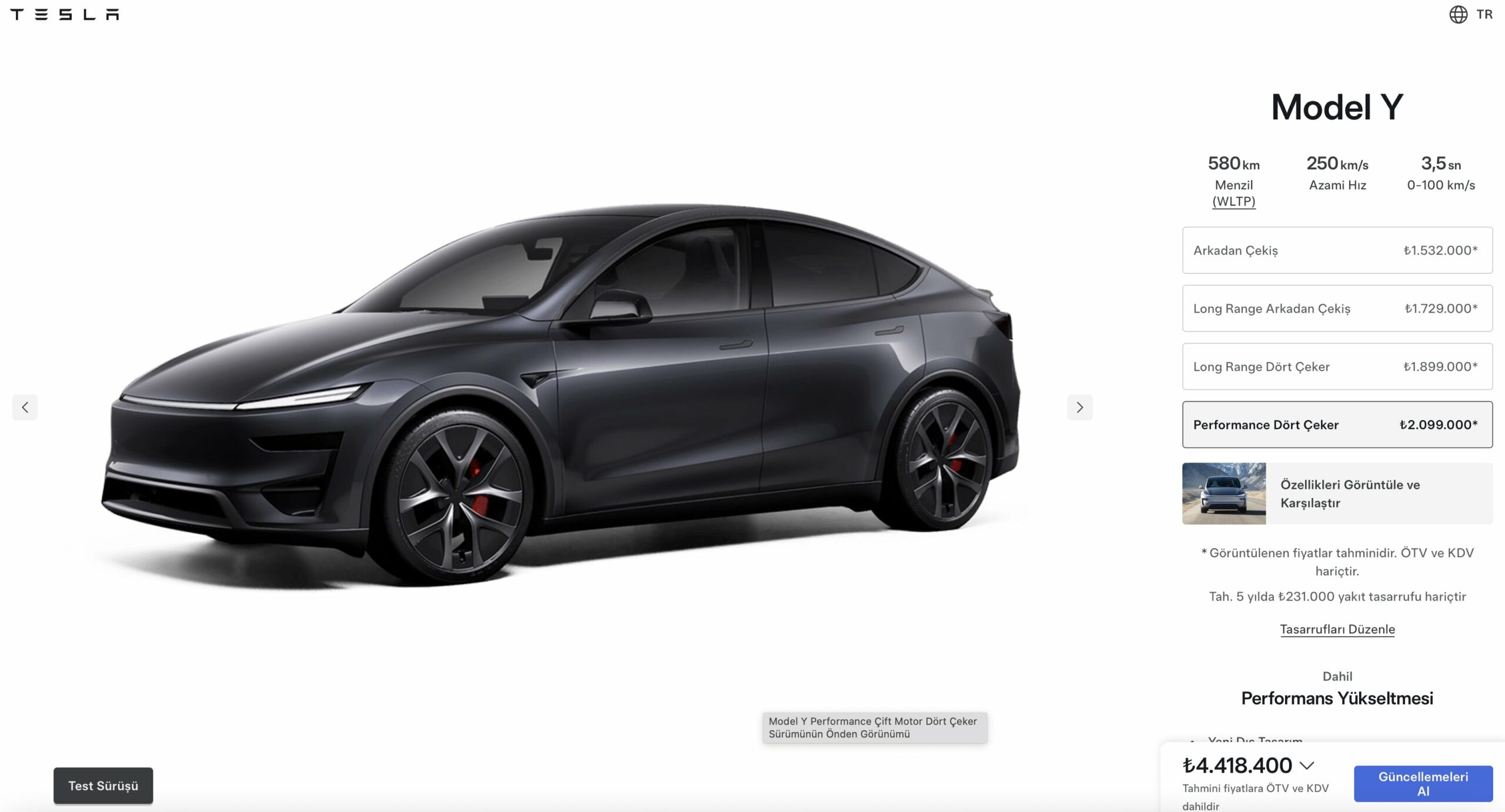 Türkiye’de Yeni Tesla Model Y Performance tanıtıldı 2 turkiyede yeni tesla model y performance tanitildi 0 bYctttMb