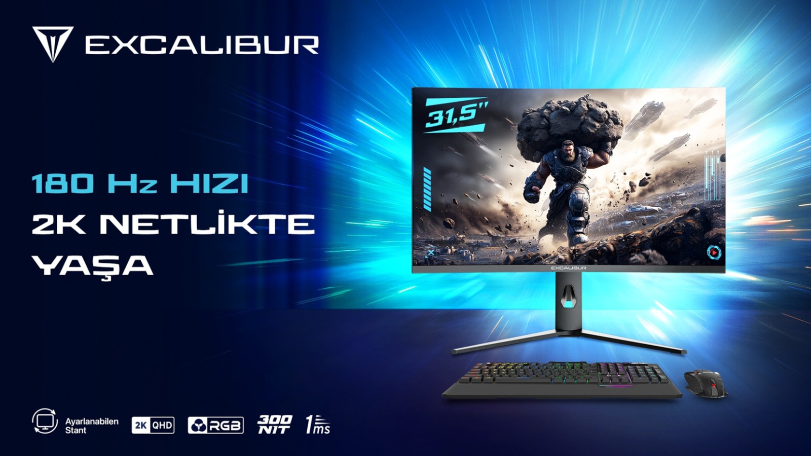 Excalibur 31.5 inç 2K 180Hz Curved Monitör Oyunu Değiştiriyor